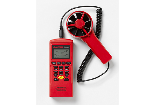 Anemómetro digital de paletas. Mide temperatura y volumen de aire (CFM).
